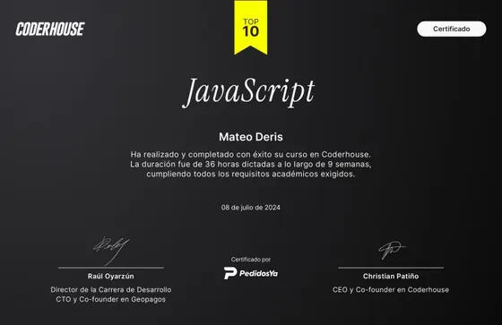 JavaScript — CoderHouse